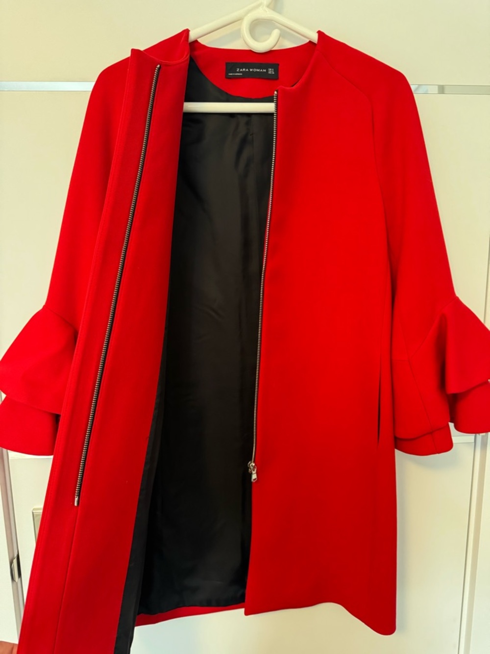 Red Ruffle Sleeve Coat - Picture 2 of 2